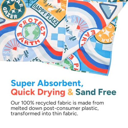 Dock & Bay Kid's Towel - for Beach Use - Quick Dry, Sand Free - Compact, Lightweight - 100% Recycled - Includes Bag - Into the Wild, Medium (130x70cm, 51x28) - color: Into the Wild, size: Medium (130x70cm, 51x27")