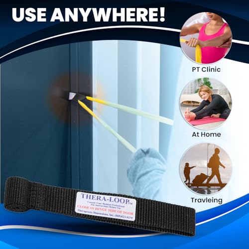 RangeMaster TheraLoop Door Anchor | Secure Non-Slip Resistance Band Anchor for Physical Therapy and Shoulder Recovery | Works with All Exercise Bands and Tubes | Adjustable Height | 2 Pack (Black) - color: Black, size: 2