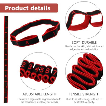 3 Pack Elastic Stretching Strap, Pilates Resistance Band, Hamstring Stretcher, Digital Marked Yoga Elastic Band for Flexibility Exercise, Dance Gymnastics, Leg & Hip Training