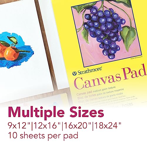 Strathmore 300 Series, Canvas Pad, 16x20 inch, 10 Sheets – Triple Primed, 100% Cotton Canvas, Plein Air Artists, Acrylic Paint and Oil Paint - size: 16x20