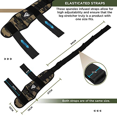 RDX Yoga Stretching Strap, Ankle Ligament Stretcher Belt with Loops Ligament Stretch Band, Fitness Leg Stretcher for Plantar Fasciitis, Foot Stretch Assist for Hamstring, Flexibility Exercise - color: Camo Peach