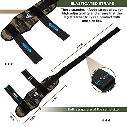 RDX Yoga Stretching Strap, Ankle Ligament Stretcher Belt with Loops Ligament Stretch Band, Fitness Leg Stretcher for Plantar Fasciitis, Foot Stretch Assist for Hamstring, Flexibility Exercise - color: Camo Peach