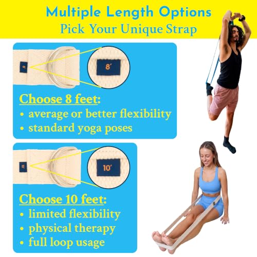 Extra-Wide 2 Inch Cotton Yoga Strap: Stretching, Physical Therapy, Exercise - color: Navy, size: 8 feet