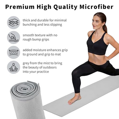 PrecisionAuto Non-Slip Microfiber Yoga Mat Towel - color: Gray
