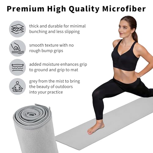 PrecisionAuto Non-Slip Microfiber Yoga Mat Towel - color: Gray