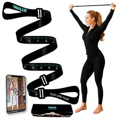 WALUE™ Posture Correction & Shoulder Exerciser – Non-Elastic Stretch Strap for Exercise, Yoga, Flexibility & Physical Therapy