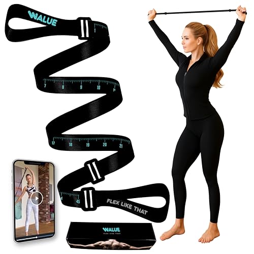 WALUE™ Posture Correction & Shoulder Exerciser – Non-Elastic Stretch Strap for Exercise, Yoga, Flexibility & Physical Therapy
