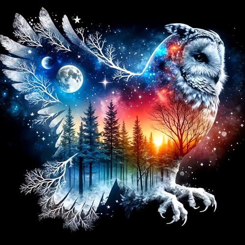 Owl DIY Diamond Art Kits for Adults, Animals 5D Diamond Painting Kits | Gem Painting, Dimond Art Paintings Kit, Full Drill Diamond Dot for Home Wall Decor 14 X 14 Inch - color: CM073