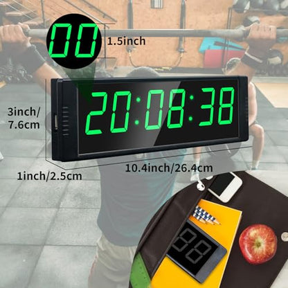 YZ Gym Clock for Home Gym with Start/Stop Button, Interval Timer for Workout, Stopwatch/Countdown Timer with Remote, 12/24H Digital Wall Clock, Portable Home Gym Accessories - style: plug-in