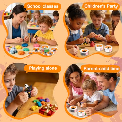 Air Dry Clay Kit - 12 Halloween Modeling Clay for Kids, Complete DIY Clay Craft Set with Sculpting Tools & Step-by-Step Tutorials, Ultra Soft & Non-Sticky Clay, Gift Ideas for Halloween - color: Clay Halloween Kit