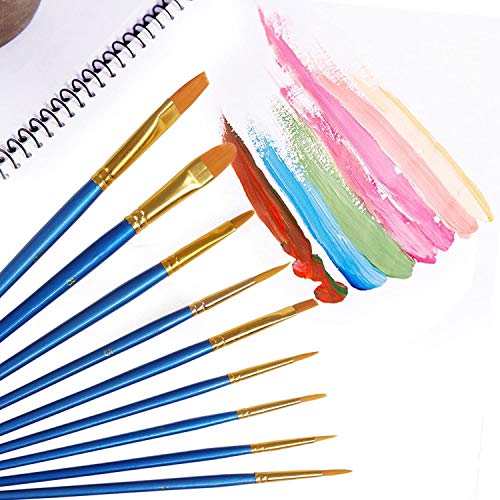 Acrylic Paint Brush Set, 5 Packs / 50 pcs Nylon Hair Brushes | All Purpose Oil Watercolor Painting Artist Professional Kits - size: 50pcs