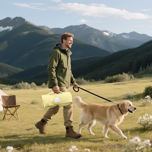 Lightly Padded Roll-Up Travel Dog Mat Settle & Place Training - color: Yellow, size: Medium(37.4"x25.6")