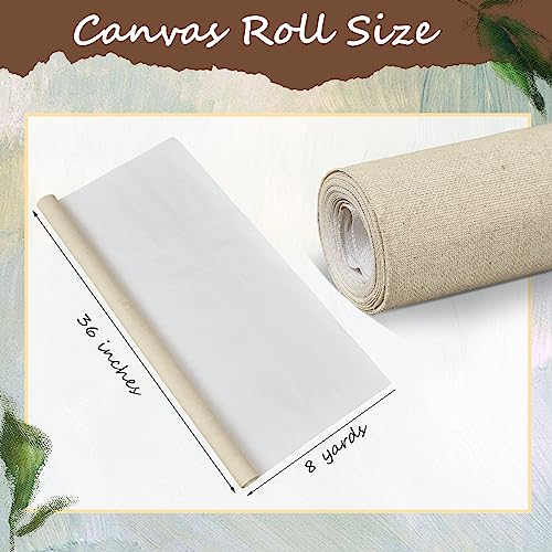 Fuutreo 8 Yard Long x 36" Wide / 63'' Wide Large Canvas Roll 12 oz Cotton Triple Primed Canvas Roll Gesso Artist Painting Backdrop(36" Wide x 8 Yard Long) - size: 36" Wide x 8 Yard Long