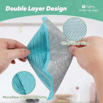 Orighty Dish Cloths, 12 Pack Double-Layer Metal Dish Rags, 7"x8" - color: Multicolor