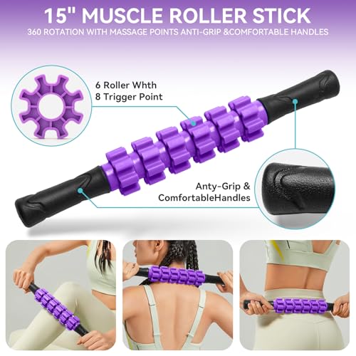 Krightlink 5 in 1 Foam Roller Set High Density Deep Tissue Massager - color: Violet