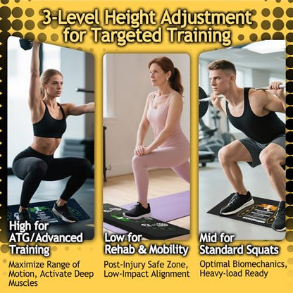 Squat Wedge Height-Adjustable Slant Board: 2Pcs Wide Wedges for Weightlifting Leg Glute Workout Improve Strength and Mobility for Gym Home - size: Large*2