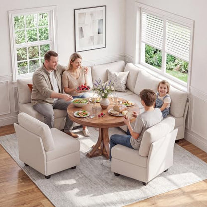 Breakfast Nook Bench with Storage, 4 Seats Modular Corner Banquette Seating - size: 4 Seats