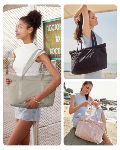 BAGSMART Gym Tote Bag for Women, 24L/28L Travel Tote Yoga Mat Bag - color: Grayish Brown, size: Small