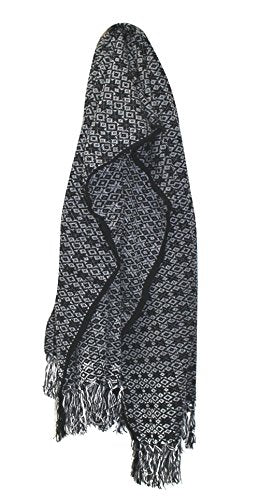 Del Mex Mexican Rebozo Shawl Blanket Doula - color: Black/White, size: Regular (6 ft x 2.5 ft)