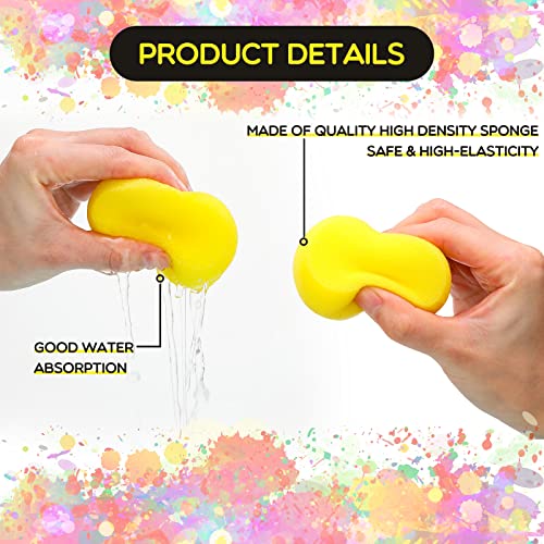 Zhehao 60 Pcs Round Painting Sponge 3 Inch Yellow Synthetic Artist Sponges for Painting, Crafts, Ceramics, Pottery, Watercolor, Household Use