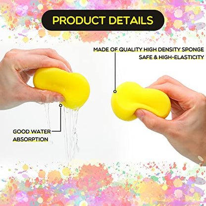 Zhehao 60 Pcs Round Painting Sponge 3 Inch Yellow Synthetic Artist Sponges for Painting, Crafts, Ceramics, Pottery, Watercolor, Household Use