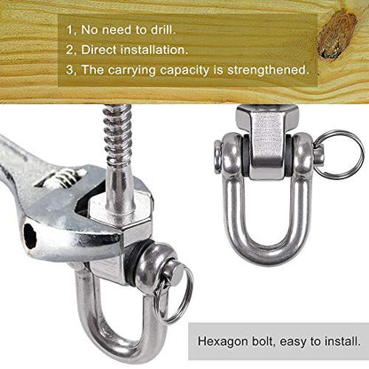 BeneLabel Set of 2 Permanent Antirust Stainless Steel 304 Screw Bracket Heavy Duty Swing Hanger 1800LB Capacity, Indoor Outdoor Playground Yoga Hammock Chair, Hardware Swing Sets