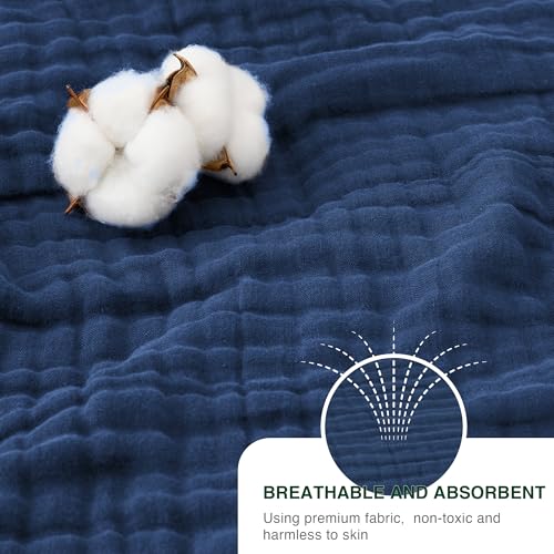 Love's cabin 100% Cotton Muslin Blanket, 6 Layer Lightweight Breathable Gauze Throw Blanket 50 x 60 Inches, Soft All Season Blanket for Couch, Bed, Sofa, Dark Blue - color: Dark Blue, size: Throw(50"x60")