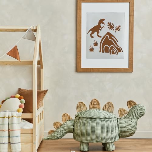 80 Pcs 4 x 4 Inch Stencils for Painting on Wood, Reusable Dinosaur Animal Mountain Plastic Stencils DIY Craft Paint Template Set for Wall Card Rock Home Decor - style: Dinosaur