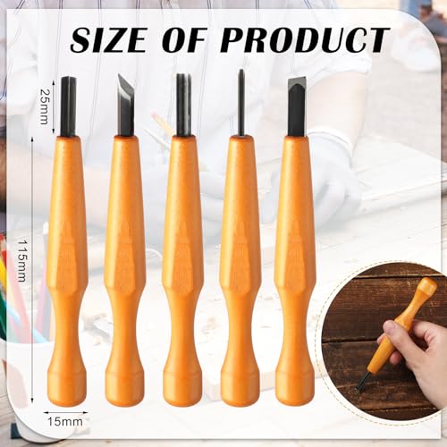 WILLBOND 5 Pcs Linoleum Carving Tool Set Wood Handle Linocut,Assemble | V Shaped Chisel for Printmaking, Triangular Grip, Rubber Stamp Making, Block Cutting Kit, Woodcarving Projects - style: Assemble