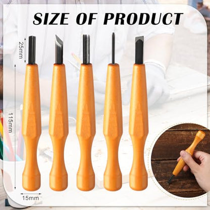 WILLBOND 5 Pcs Linoleum Carving Tool Set Wood Handle Linocut,Assemble | V Shaped Chisel for Printmaking, Triangular Grip, Rubber Stamp Making, Block Cutting Kit, Woodcarving Projects - style: Assemble
