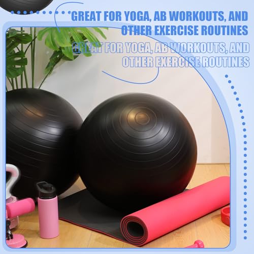 Leyndo 4 Pcs 26 Inch Yoga Exercise Ball Pilates - color: Black