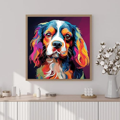 Artunion Framed Paint by Numbers Kit for Adults Beginners & Kids Ages 8-12,Cavalier King Charles Spaniel Paint by Number with Frame,Dog Animal Paint by Numbers Kit on Canvas 10 * 10 Inch Without Easel - color: ZXT-382-F