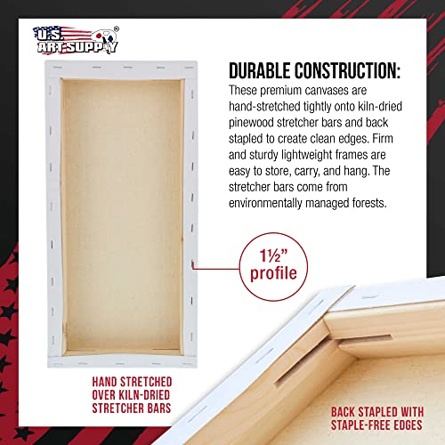 U.S. Art Supply Rectangle Stretched Canvas for Painting 12x24 inch Gallery Depth 1-1/2" Thick, 3-Pack - 12oz Acrylic Gesso Triple Primed, Professional Artist Quality, 100% Cotton - Oil, Pouring Paint - size: 12" x 24"