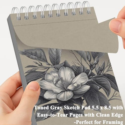 Fuxi Toned Gray Sketchbook, 2-Pack - 5.5" x 8.5", | 85lb/130gsm Charcoal Drawing Paper, 50 Sheets Per Pad. - color: Toned Gray