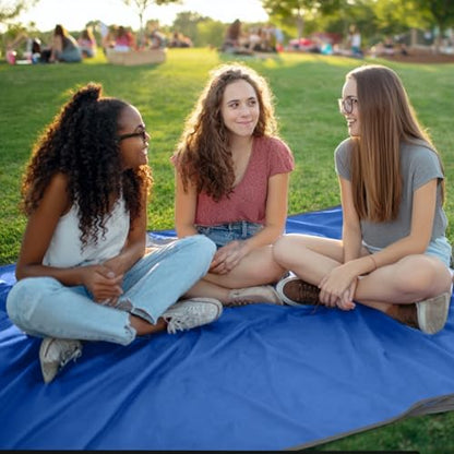 Threadart Waterproof Blanket Outdoor Stadium Blanket | Grey/Royal Blue - color: Grey/Royal Blue