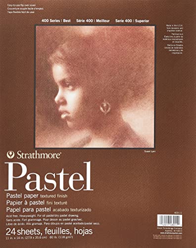 Strathmore 400 Series Tape Bound Pastel Pad, 80 lb. Textured Surface, 11 X 14 inches, Assorted Colors, 24 Sheets (403-11) - size: 11x14