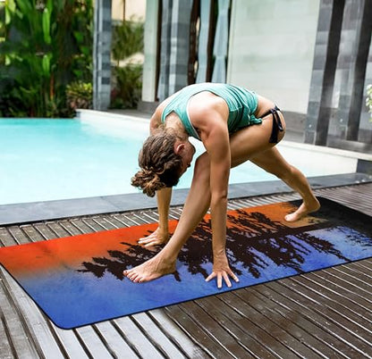 nuveti Yoga Mat Print Extra Thick TPE Non Slip Fitness Exercise Mat with Carrying Bag,72"x24" Extra Thick 6MM Exercise & Workout Mat for Yoga, Pilates Fitness and Floor Exercises - color: CangSong