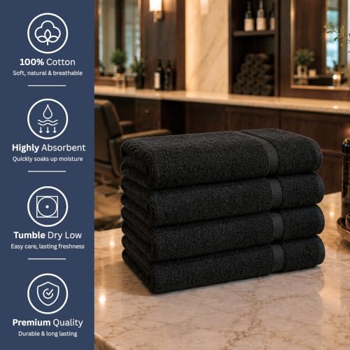 Bulk 72-Pack Professional Salon Spa & Wellness Towels, 16" x 27", Black - color: Black, size: 72 Pack