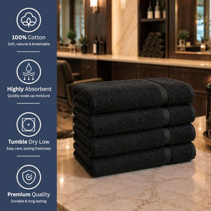 Bulk 72-Pack Professional Salon Spa & Wellness Towels, 16" x 27", Black - color: Black, size: 72 Pack