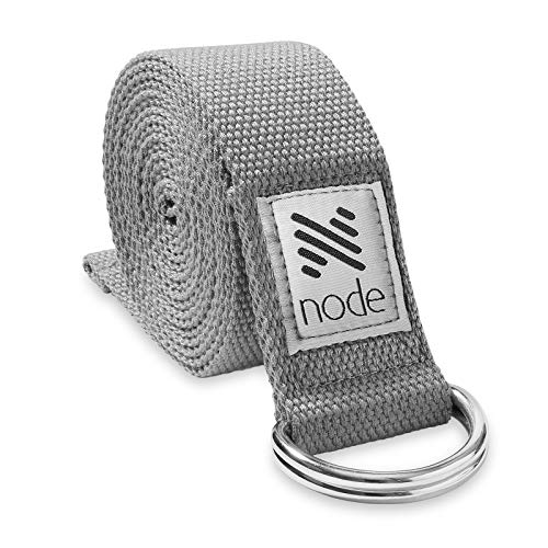 7-1/2' Yoga Strap for Stretching, Woven Cotton Blend Yoga Strap with Adjustable D-Ring Buckle for Exercise, Therapy and Fitness - color: Gray