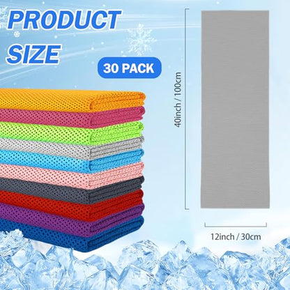 30Pack Cooling Towels Bulk Ice Microfiber Wraps for Neck and Face - color: Dark Blue