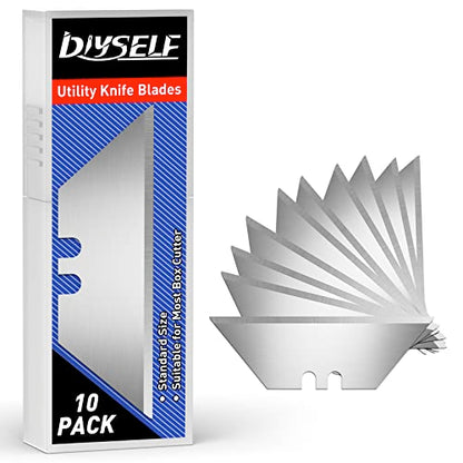DIYSELF 10 Pack Utility Knife Blades, Box Cutter Blades, Utility Blades, Sk5 Steel Blade for Box Cutter, Sturdy Knife Blade for Razor Blade Utility Knife