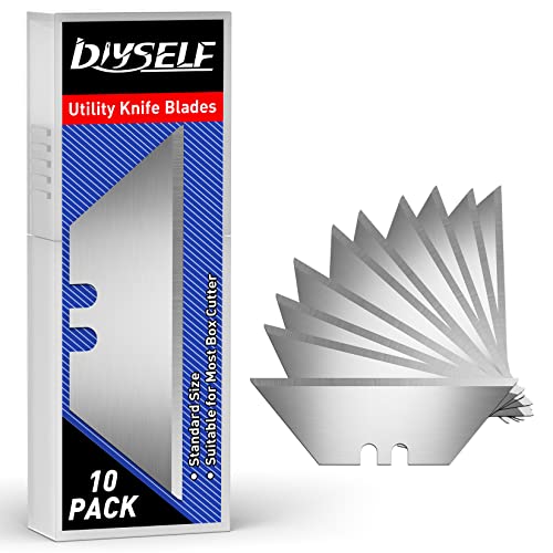 DIYSELF 10 Pack Utility Knife Blades, Box Cutter Blades, Utility Blades, Sk5 Steel Blade for Box Cutter, Sturdy Knife Blade for Razor Blade Utility Knife