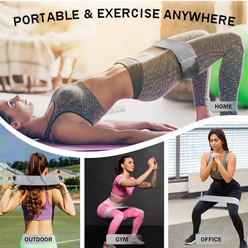 KANGFITER Non-Slip Fabric Resistance Bands for Working Out 3 Levels - color: 2.Grey and Black 3 PCS