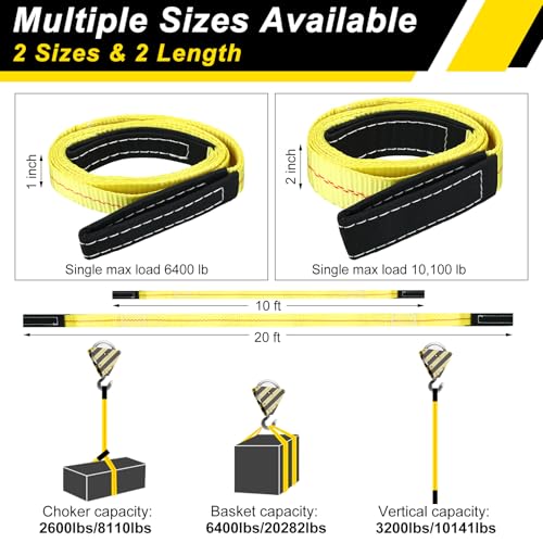 Shappy 2 Pcs 10' x 1" Lifting Sling Straps Heavy Duty Nylon Tree Saver - size: 10' X 1"