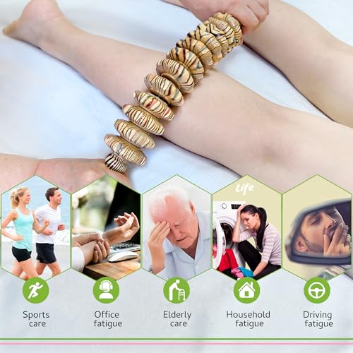 Curved Wood Therapy Massage Stick, Wooden Cellulite Muscle Roller for Legs - color: Wood Grain-12 Rollers