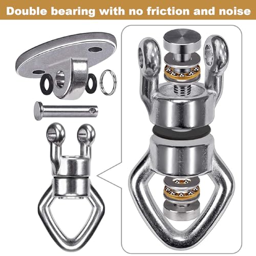 BeneLabel Swing Hanger with Bearing Swivel 800LB Capacity Stainless Steel Ceiling Mount Bracket Hanging Kit for Aerial Silks, Swings, Hammocks, Hanging Chair, Aerial Hoop, Heavy Bag, Yoga Swing - color: Oval Base Hanger(1 Pack)
