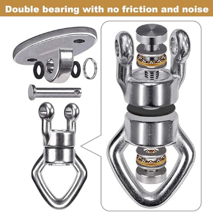 BeneLabel Swing Hanger with Bearing Swivel 800LB Capacity Stainless Steel Ceiling Mount Bracket Hanging Kit for Aerial Silks, Swings, Hammocks, Hanging Chair, Aerial Hoop, Heavy Bag, Yoga Swing - color: Oval Base Hanger(1 Pack)
