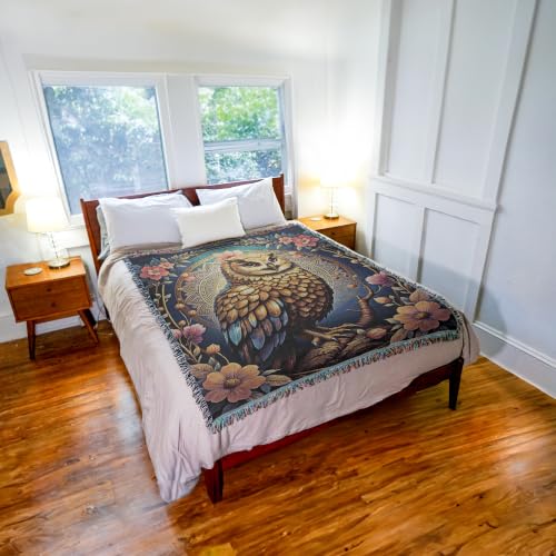 Pure Country Weavers Mandala Owl Blanket - Gift Tapestry Throw Woven from Cotton - Made in The USA (72x54) - color: Mandala Owl, size: 72x54