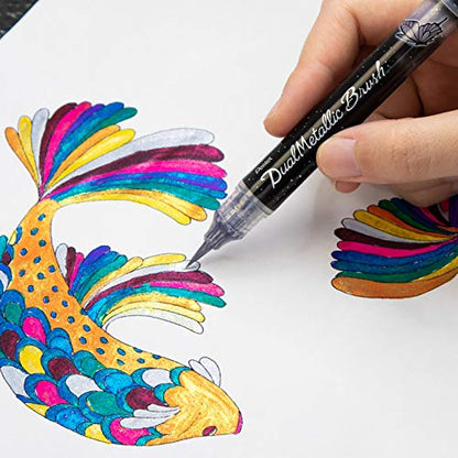 Pentel XGFH-DZ Dual Metallic Brush, Silver - color: Silver